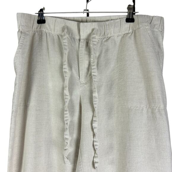 Liz Claiborne Pants Women Petite Sze PM Ivory Cream Wide Leg Cropped Linen Blend - Picture 3 of 11